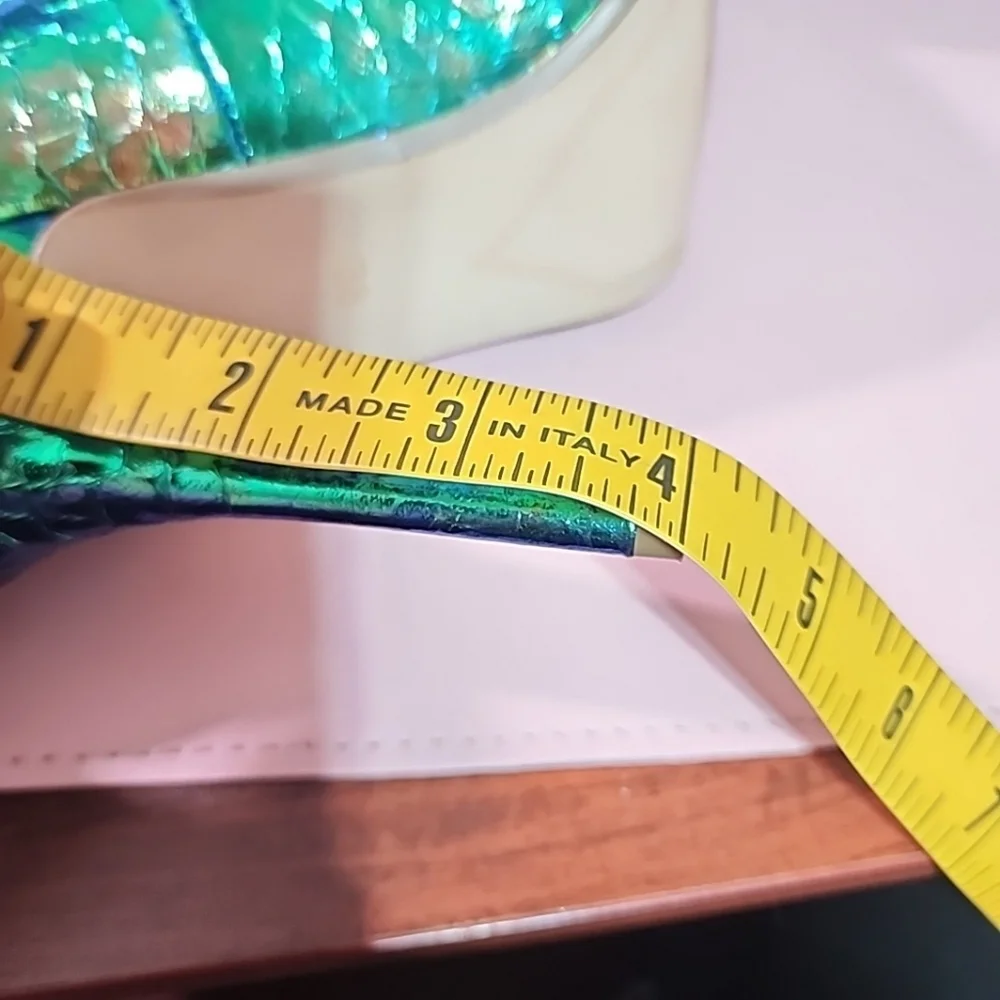 Dune London Iridescent Green Blue Snake Print Heels – Size 38 (US 7.5)